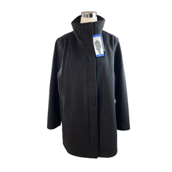Pendleton Jackets & Blazers - *New Pendleton Cascade Wool Coat Womens Lg Charcoal Gray Zip Snap Winter Outdoor